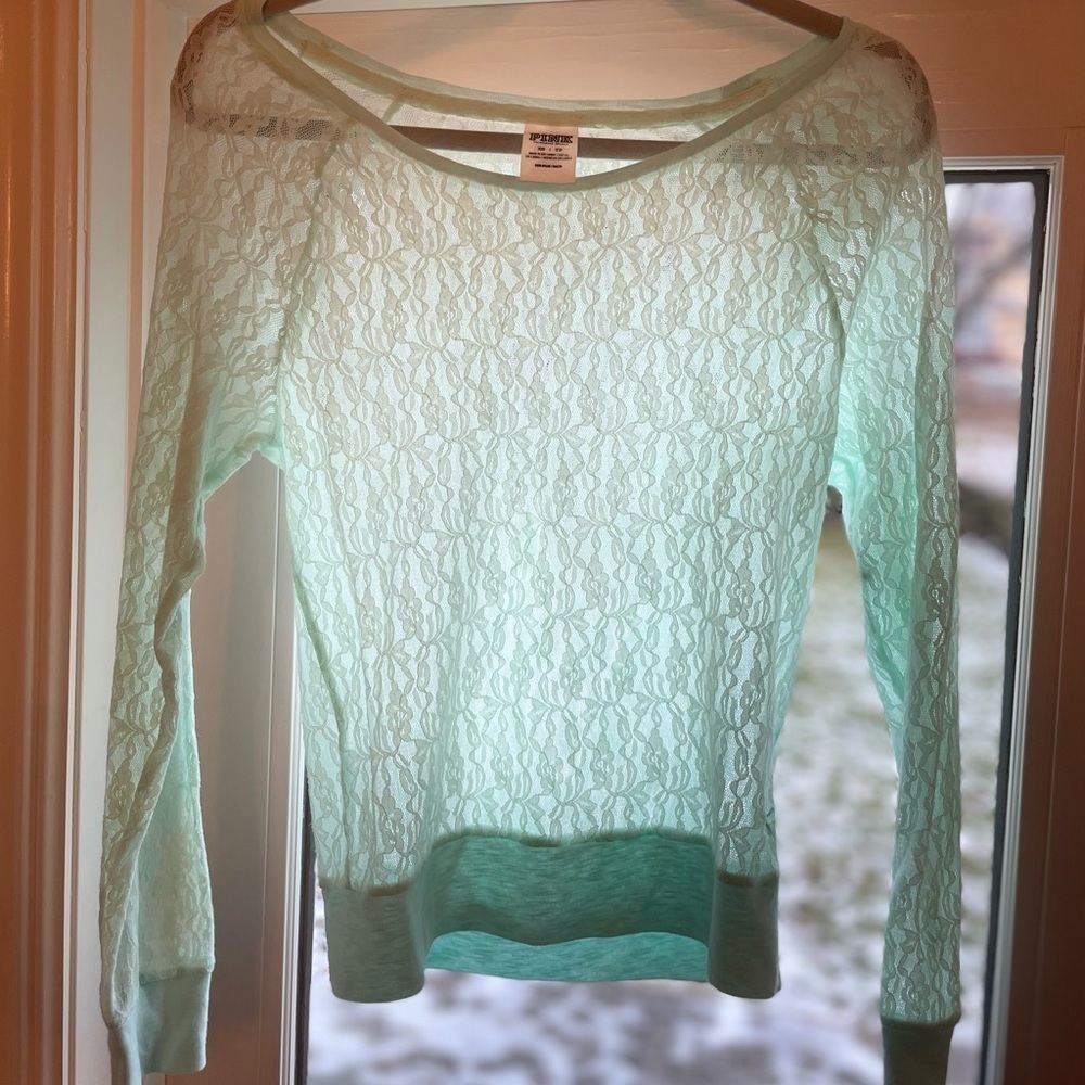Victoria Secret PINK light blue lace top - Picture 2 of 8